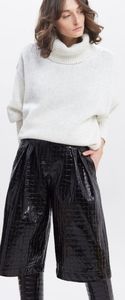 Croc embossed patent long shorts